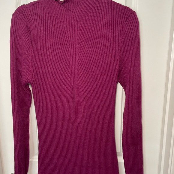 Lulus - Plum Ribbed Long Sleeve Bodycon Sweater Dress - Picture 6 of 7